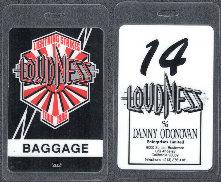 ##MUSICBP1591 - Loudness OTTO Laminated Baggage Pass from the 1986 Lightning Strikes Tour