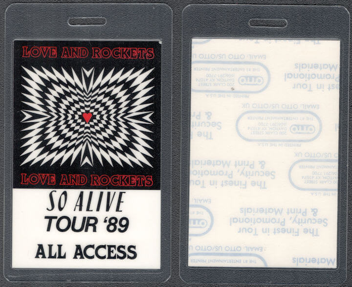 ##MUSICBP1415 - Love and Rockets OTTO Laminated All Access Pass from the 1989 So Alive Tour