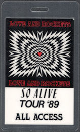 ##MUSICBP1415 - Love and Rockets OTTO Laminated All Access Pass from the 1989 So Alive Tour