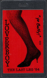 ##MUSICBP0627 - Red Version 1984 Loverboy OTTO Laminated Backstage Pass from The Last Leg Tour
