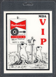 ##MUSICBP1404 - Lubbock Music Festival OTTO Laminated VIP Pass from 1986 - Bo Diddley, Crickets - Buddy Holly Tribute