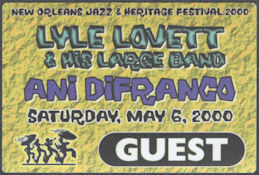 ##MUSICBP1715 - Lyle Lovett & His Large Band OTTO Cloth Guest Pass from the 2000 New Orleans Jazz & Heritage Festival