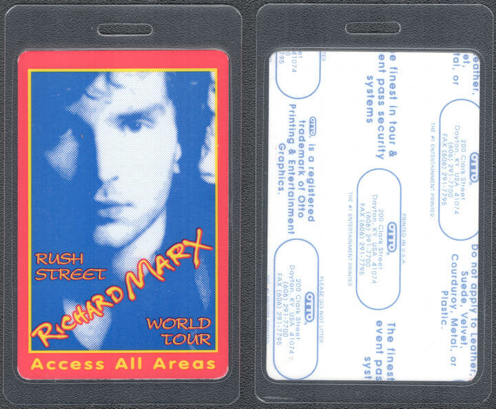 ##MUSICBP1671 - Richard Marx OTTO Laminated Access All Areas Pass from the 1991 Rush Street Tour