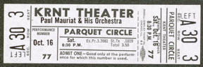 ##MUSICBPT348 - 1971 Paul Mauriat & His Orchestra Ticket from the KRNT Theater