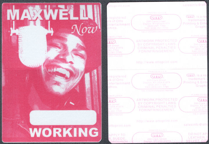 ##MUSICBP1597 - Maxwell OTTO Working Pass from the 2001-2002 Now Tour