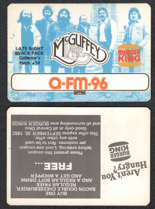 ##MUSICBP1238 - Mcguffey Lane OTTO Cloth Radio Pass from the 1982 Tour