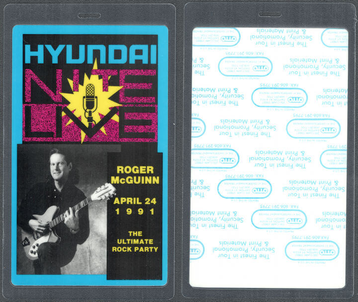 ##MUSICBP1674 - Roger McGuinn OTTO Laminated Backstage Pass from the 1991 Hyundai Nite Live Event