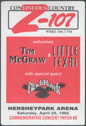 ##MUSICBP1741 - Tim McGraw OTTO Cloth Radio Pass from the 1995 Concert with Little Texas and Black Hawk