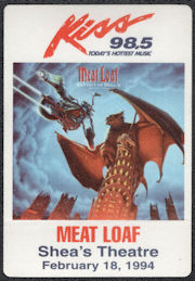 ##MUSICBP1092 -  Meat Loaf OTTO Cloth Radio Pass from the Bat out of Hell Tour in 1994 at Shea's Theatre