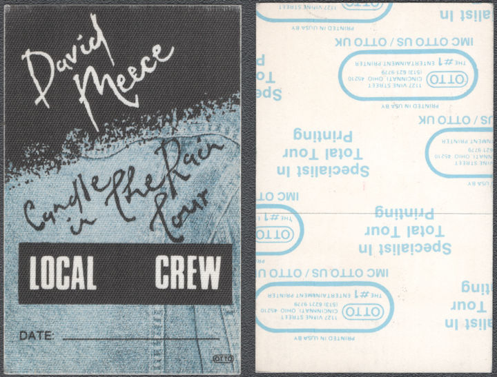 ##MUSICBP2198 - David Meece OTTO Cloth Local Crew Pass from the 1987 Candle in the Rain Tour