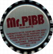 #BF030 - Group of 10 Mr. Pibb Plastic Soda Caps with Maroon Letters