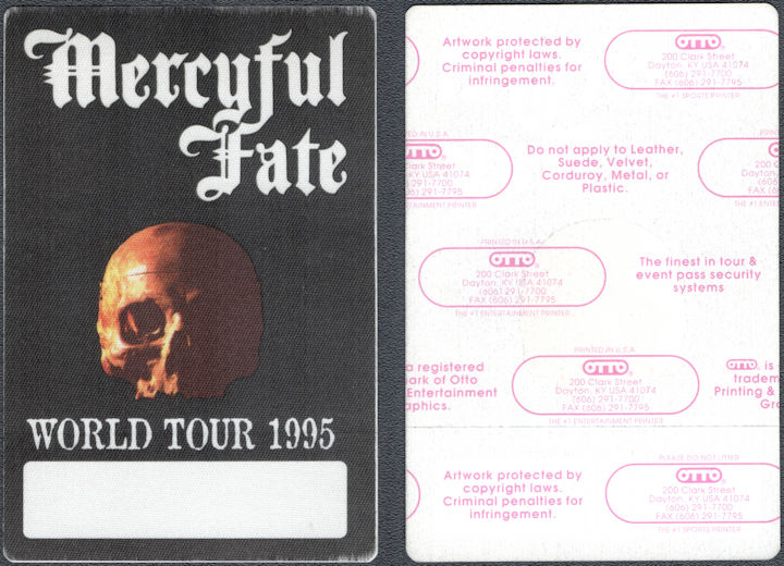 ##MUSICBP1609 - Mercyful Fate OTTO Cloth Backstage Pass from the 1995 World Tour