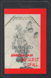 ##MUSICBP0986 - Metallica Guest Backstage Laminated OTTO Backstage Pass from the 1988/89 Damaged Justice World Tour