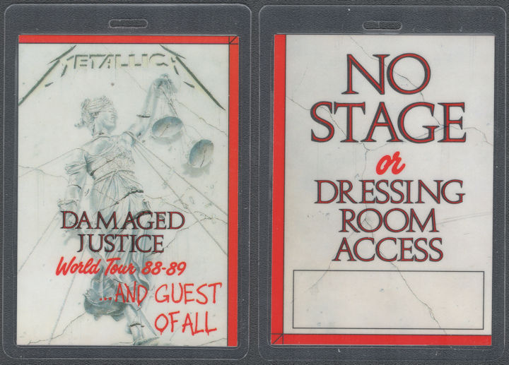 ##MUSICBP2084 - Oversized Metallica Guest Backstage Laminated OTTO Backstage Pass from the 1988/89 Damaged Justice World Tour