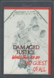 ##MUSICBP2084 - Metallica Guest Backstage Laminated OTTO Backstage Pass from the 1988/89 Damaged Justice World Tour