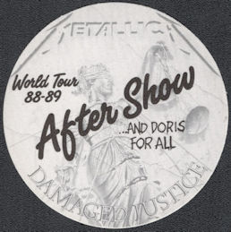 ##MUSICBP1303  - Metallica Cloth OTTO Backstage Pass from the 1988/89 Damage Justice Tour