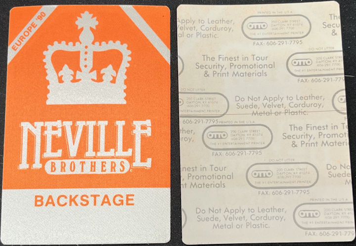 ##MUSICBP1716 - Neville Brothers OTTO Cloth Backstage Pass from the 1990 European Tour 