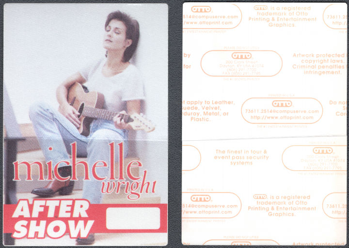 ##MUSICBP1619 - Michelle Wright OTTO Cloth After Show Pass from the 1996 For Me It's You Tour
