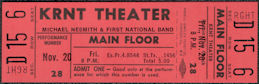 ##MUSICBPT0055 - 1970 Michael Nesmith (Monkees) & The First National Band Ticket from the KRNT Theater - Colors Vary