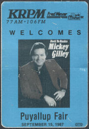 ##MUSICBP1352  - 1987 Mickey Gilley Cloth OTTO Radio Pass from the Puyallup Fair - Back to Basics Tour