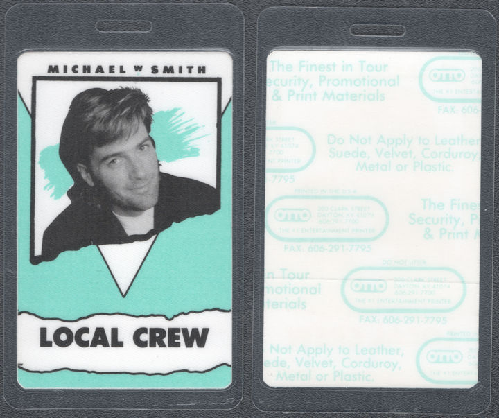 ##MUSICBP1948 - Michael W. Smith OTTO Laminated Local Crew Pass from the 1991 Go West Young Man Tour