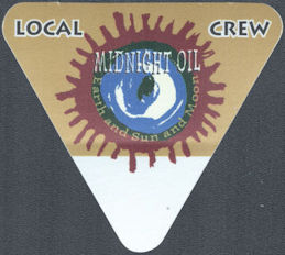 ##MUSICBP1617 - Midnight Oil OTTO Cloth Local Crew Pass from the 1993 Earth and Sun and Moon Tour