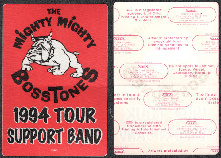 ##MUSICBP0999  -  1994 Mighty Mighty Bosstones Cloth Support Band OTTO Backstage Pass 