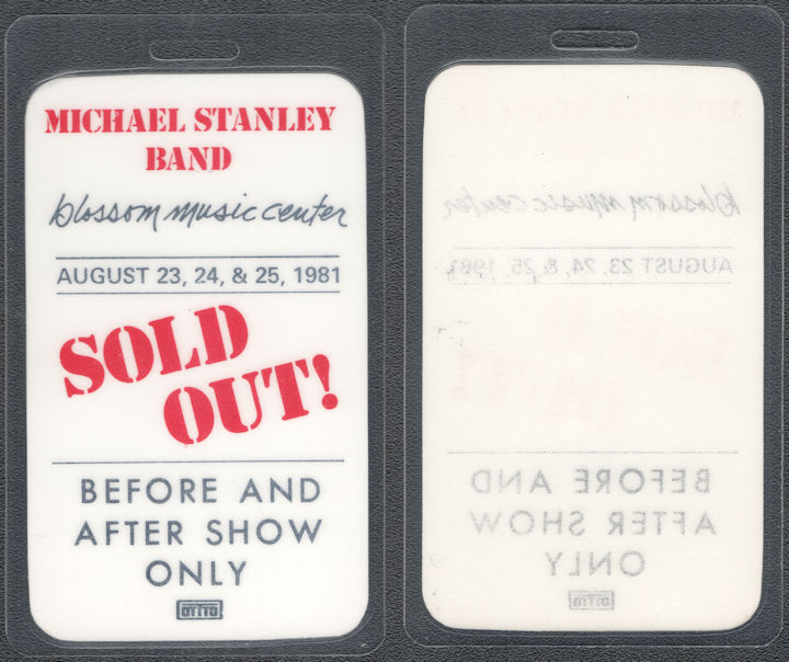 ##MUSICBP1997 - Michael Stanley OTTO Laminated Before and After Show Pass from the 1981 North Coast Tour - Blossom Music Center
