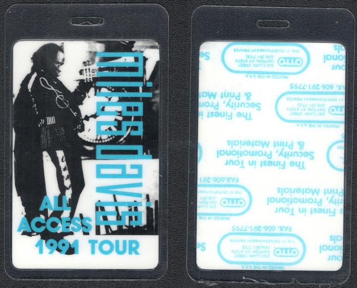 ##MUSICBP0991 - Miles Davis OTTO Laminated All Access Pass from the 1991 Tour