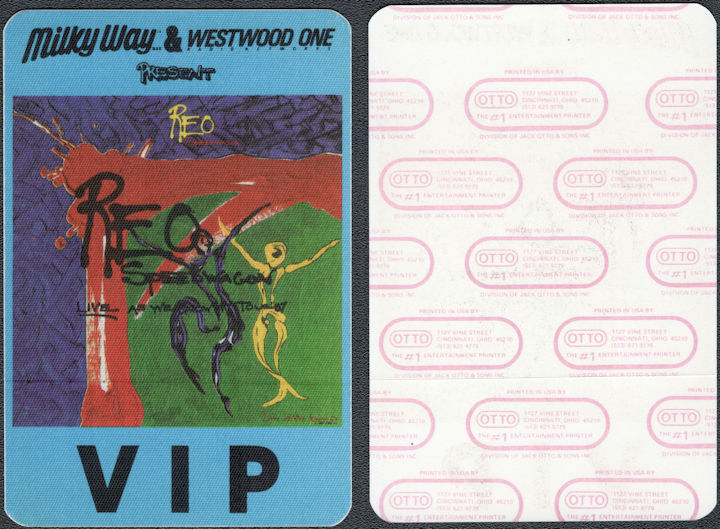 ##MUSICBP1879  - REO Speedwagon Cloth OTTO VIP Pass from the 1987 Live as We Know It Tour.