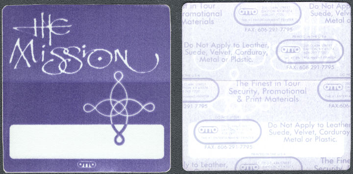 ##MUSICBP1628 -  Rare The Mission OTTO Cloth Backstage Pass from the 1990 World Deliverance Tour