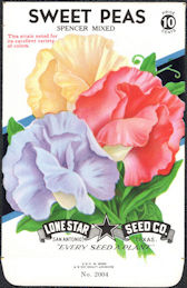 #CE034 - Brightly Colored Spencer Mixed Sweet Peas Lone Star 10¢ Seed Pack - As Low As 50¢ each