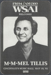 ##MUSICBP1595 - Mel Tillis OTTO Cloth Radio Pass from the 1981 Show at Cincinnati's Music Hall