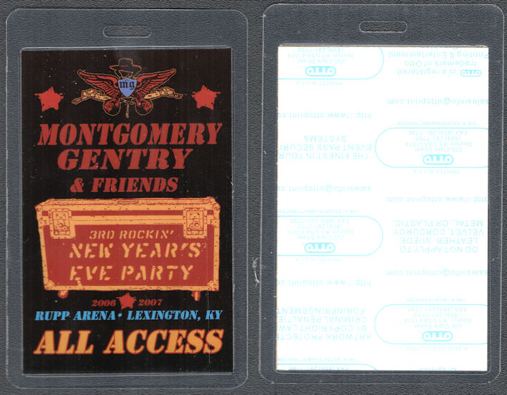 ##MUSICBP1000 - Montgomery Gentry OTTO Laminated All Access Backstage Pass from the 2006/07 3rd Rockin' New Year's Eve Party 