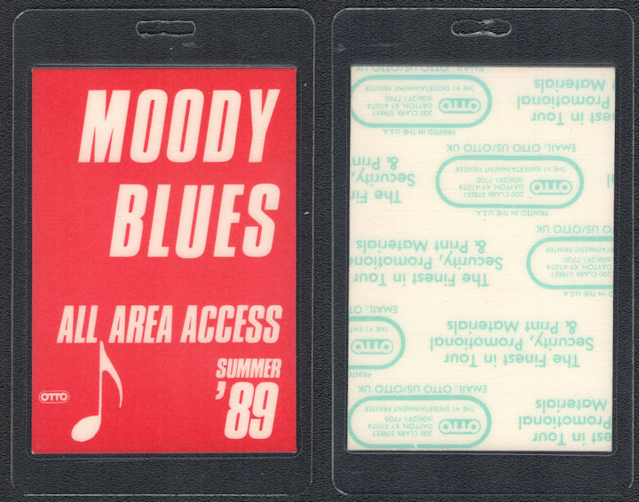 ##MUSICBP0998  - 1989 Moody Blues Summer Tour Laminated All Area Access OTTO Backstage Pass