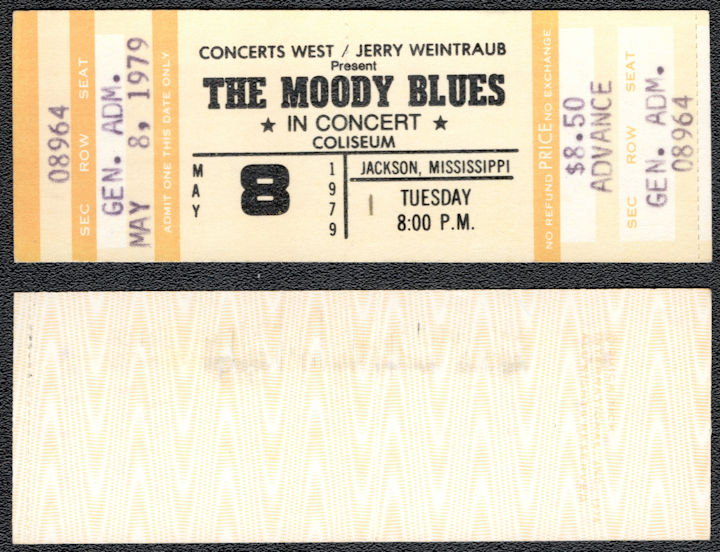 ##MUSICBPT0045 - 1979 Moody Blues Advance Ticket from Jackson Mississippi