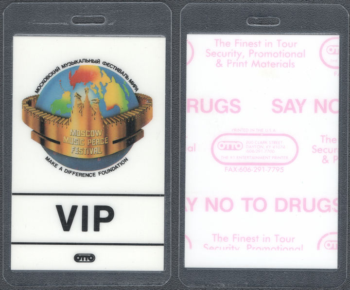 ##MUSICBP1717 - 1989 Moscow Music Peace Festival OTTO Laminated VIP Pass - Ozzy, Motley Crue