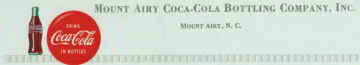#CC117 - Unused Mount Airy Coca-Cola Plant Letterhead