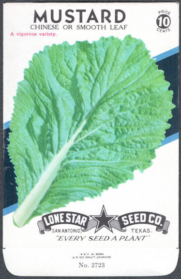 #CE063.1 - Brilliantly Colored Mustard Chinese or Smooth Leaf Lone Star 10¢ Seed Pack - As Low As 50¢ each