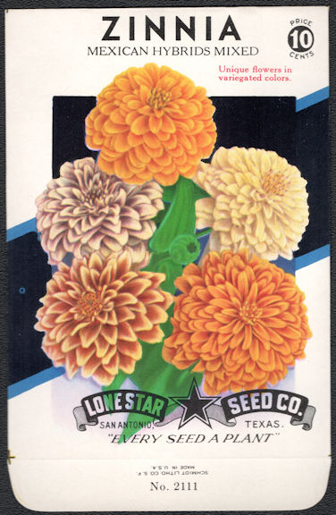 #CE041 - Mexican Mixed Hybrid Zinnia Lone Star 10¢ Seed Pack - As Low As 50¢ each