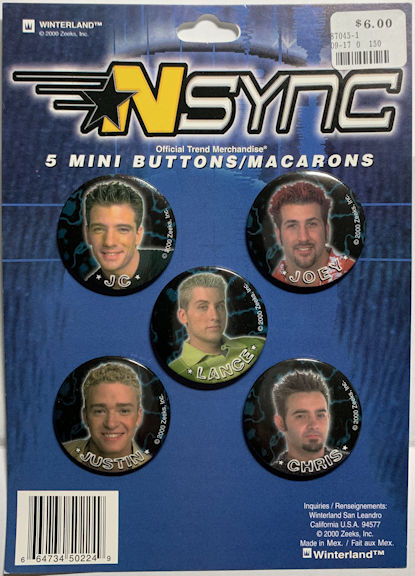 ##MUSICBQ0148 - Display Card with 5 Licensed NSync Picture Pinback Buttons