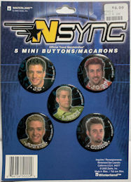 ##MUSICBQ0148 - Display Card with 5 Licensed NSync Picture Pinback Buttons