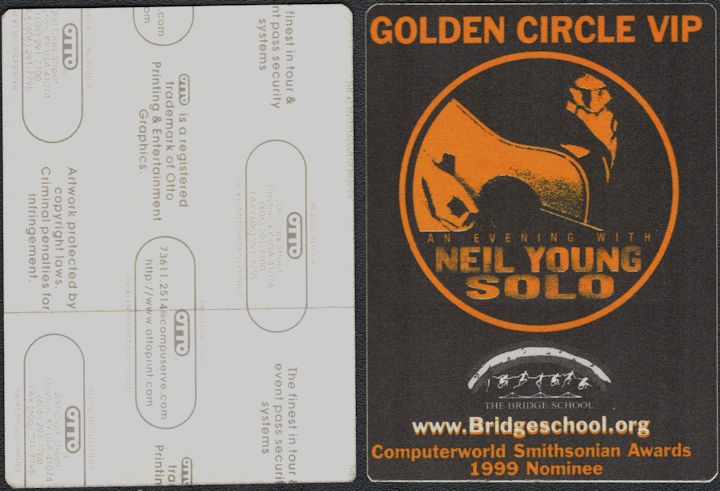##MUSICBP0887 - Neil Young/PHISH OTTO Cloth Backstage Pass from An Evening with Neil Young Solo