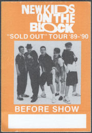 ##MUSICBP1630 - New Kids on the Block OTTO Cloth Before Show Pass from the 1989-90 Sold Out Tour