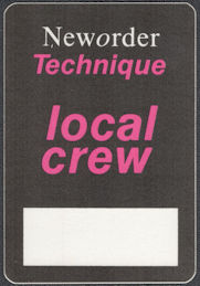 ##MUSICBP0155  - New Order Technique Tour 1989 OTTO Cloth Backstage Pass