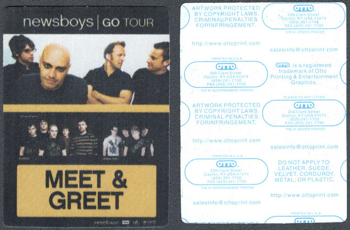 ##MUSICBP1631 - Newsboys OTTO Cloth Meet and Greet Pass from the 2006 Go Tour