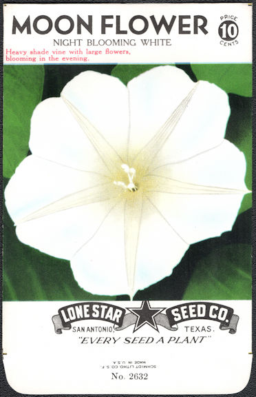 #CE016 - Night Blooming White Moon Flower Lone Star 10¢ Seed Pack - As Low As 50¢ each