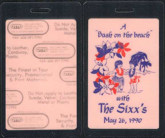 ##MUSICBP0817 - Rare Nikki Sixx (Motley Crue)/Brandi Brandt 1990 Wedding Reception OTTO Laminated Backstage Pass