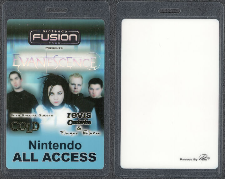 ##MUSICBP1912  - Evanescence VIP Laminated PERRi Backstage Pass from the Nintendo Fusion Tour - Revis, Finger Eleven, Cauterize