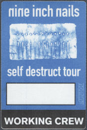 ##MUSICBP1635 - Nine Inch Nails OTTO Cloth Working Crew Pass from the 1994 Self Destruct Tour